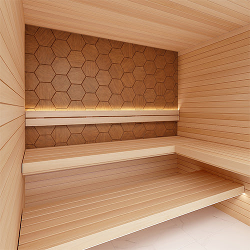 PROSAUNAS Hive Thermo Sauna Wall Panels, Hexagon Pattern, Thermo-Abachi