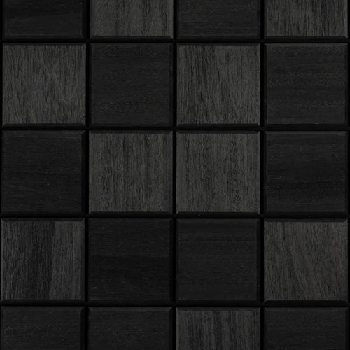 PROSAUNAS Cubist Black Sauna Wall Panels, Square Pattern, Black Abachi