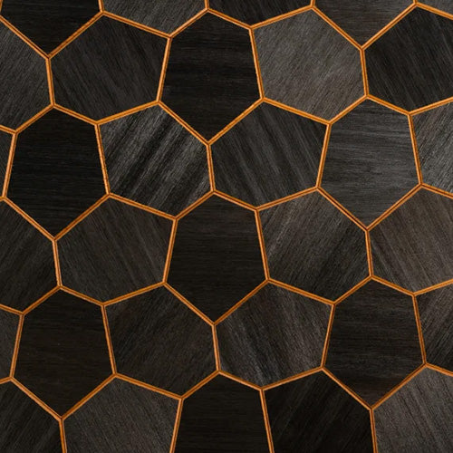 PROSAUNAS Modern Black Sauna Wall Panels, Irregular Hexagon Pattern, Black Thermo-Abachi