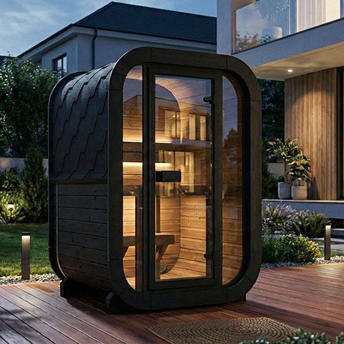 SaunaLife Model CL3GB Cube Luxury Series Outdoor Home Sauna Kit, DIY, Paint Included, Up to 2 Persons