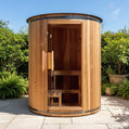 Thermora Barcelona Premium 78-Inch 4-Person Cedar Wood Outdoor Vertical Barrel Sauna With 6KW Heater, LED Lights And Stones