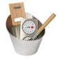 Harvia Sauna Accessory Set Steel Bucket and Ladle w/ Thermometer and Hygrometer