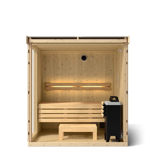 KOHLER C1™ INDOOR SAUNA, MEDIUM, FLOOR - SCANDANAVIAN SPRUCE-SEATS UP TO 3 PEOPLE