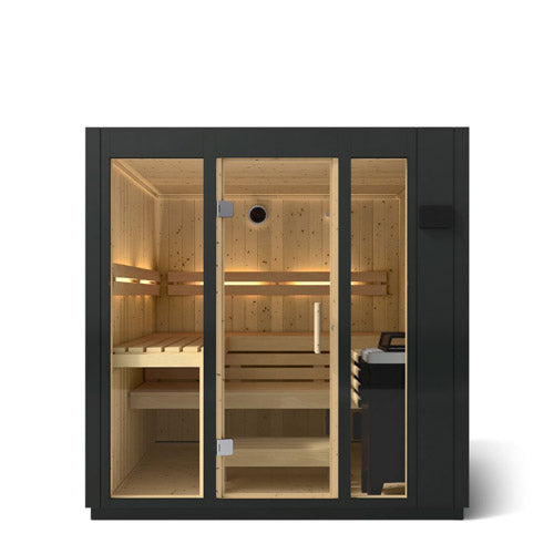 KOHLER C1™ INDOOR SAUNA, LARGE, FLOOR - GRAPHITE GREY EXT/SPRUCE INTERIOR-SEATS UP TO 5 PEOPLE
