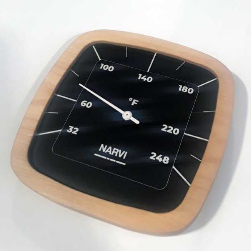 Narvi Black Fahrenheit, Thermometer Thermometer, Black w/Bamboo Frame, Fahrenheit