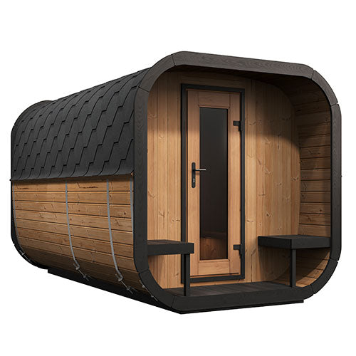 SaunaLife Model CL12GCP Cube Luxury Series Outdoor Home Sauna Suite Kit, Up to 8 Persons