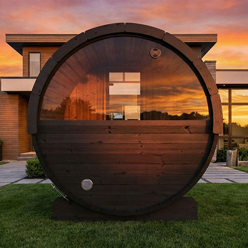 SaunaLife Model E6WB Ergo Series Outdoor Sauna Barrel Kit, Rear Window, DIY, Paint Included, Up to 3 Persons