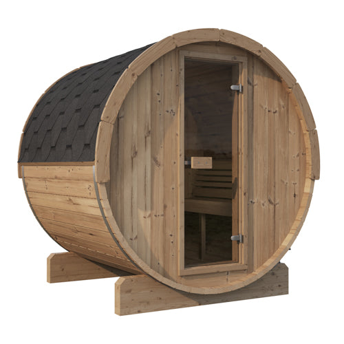 SaunaLife Model E7 Sauna Barrel ERGO Series Sauna Barrel 71"L x 81"D, 4-Person