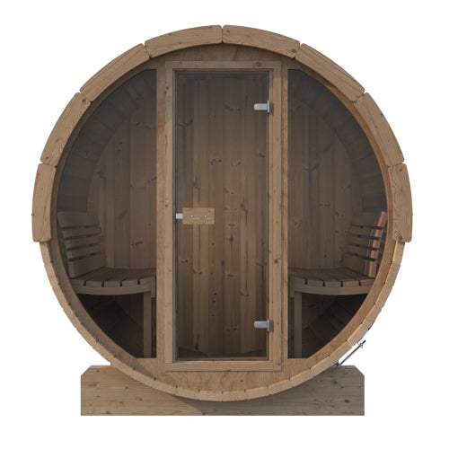 SaunaLife Model E7G Sauna Barrel Glass Front ERGO Series Sauna Barrel 71"x81" Glass Front