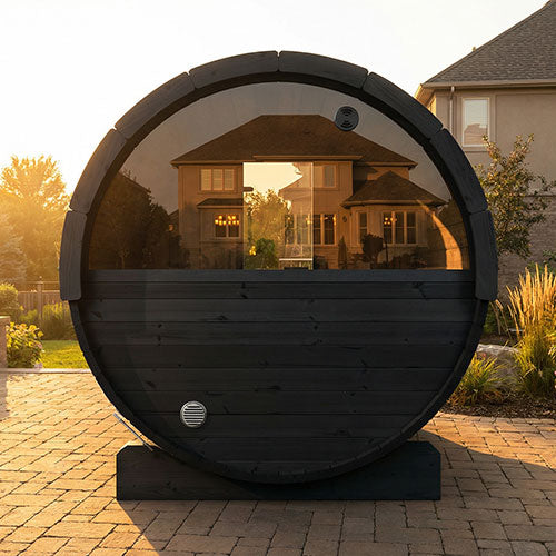 SaunaLife Model E7WB Ergo Series Outdoor Sauna Barrel Kit, Rear Window, DIY, Paint Included, Up to 4 Persons