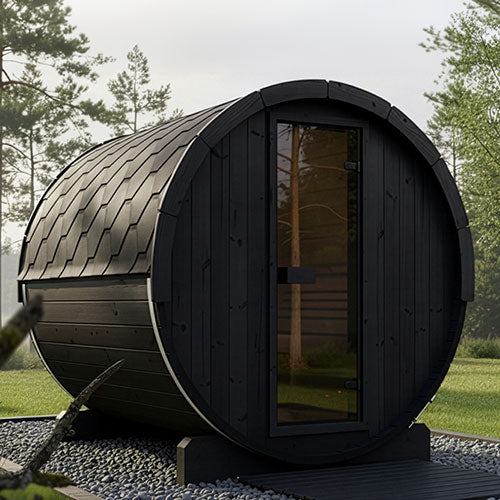 SaunaLife Model E8B Ergo Series Outdoor Sauna Barrel Kit, DIY, Paint Included, Up to 6 Persons