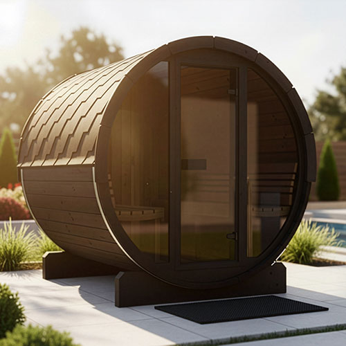 SaunaLife Model E8GB Ergo Series Outdoor Sauna Barrel Kit, Glass Front, DIY, Paint Included, Up to 6 Persons