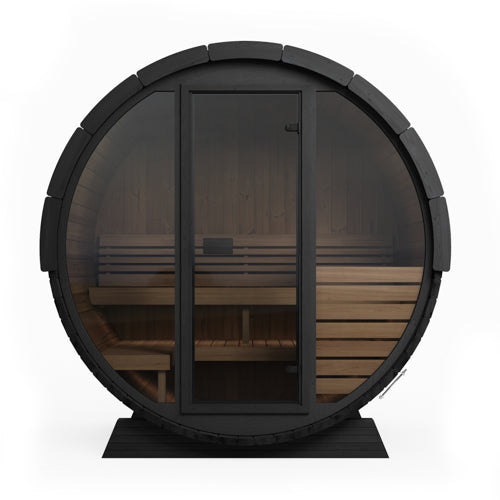SaunaLife Model EE6GB Ergo Elegance Series Outdoor Sauna Barrel Kit, Glass Front, DIY, Paint Included, Up to 4 Persons