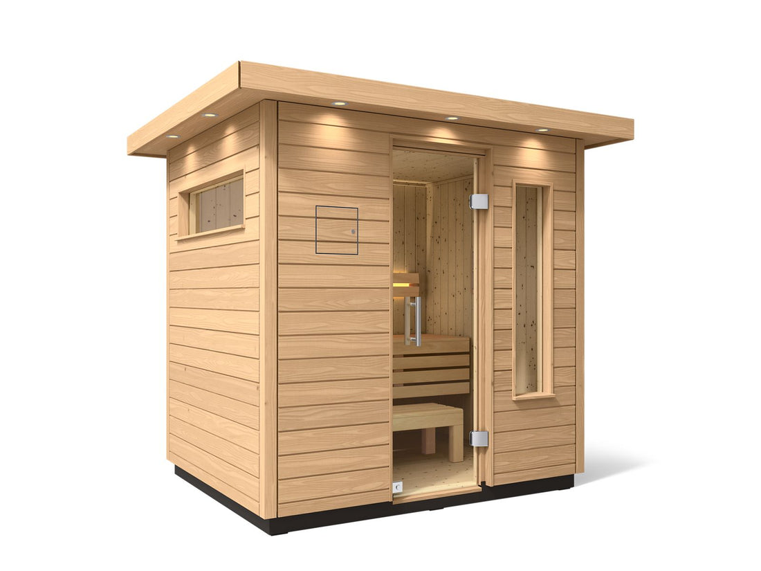 KOHLER C2™ OUTDOOR SAUNA, SMALL - DOUGLAS FIR EXTERIOR/SPRUCE INTERIOR-SEATS UP TO 3 PEOPLE