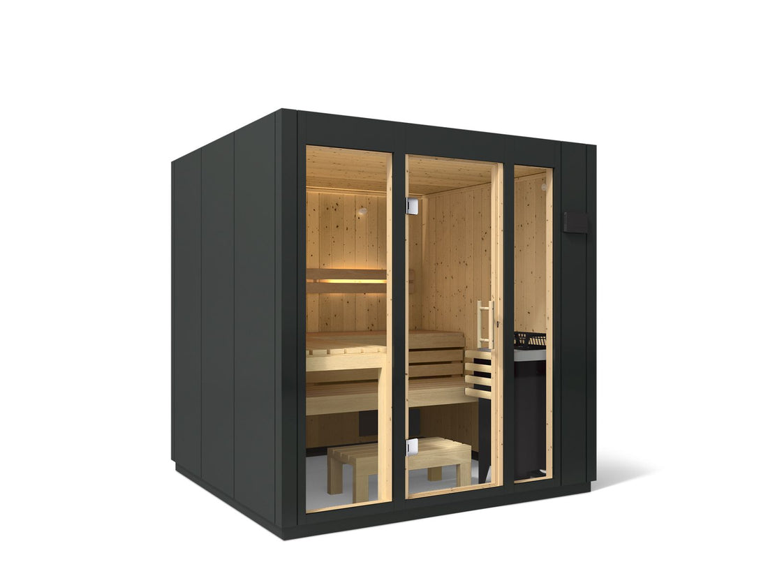KOHLER C1™ INDOOR SAUNA, LARGE, NO FLOOR - GRAPHITE GREY EXT/SPRUCE INTERIOR-SEATS UP TO 5 PEOPLE