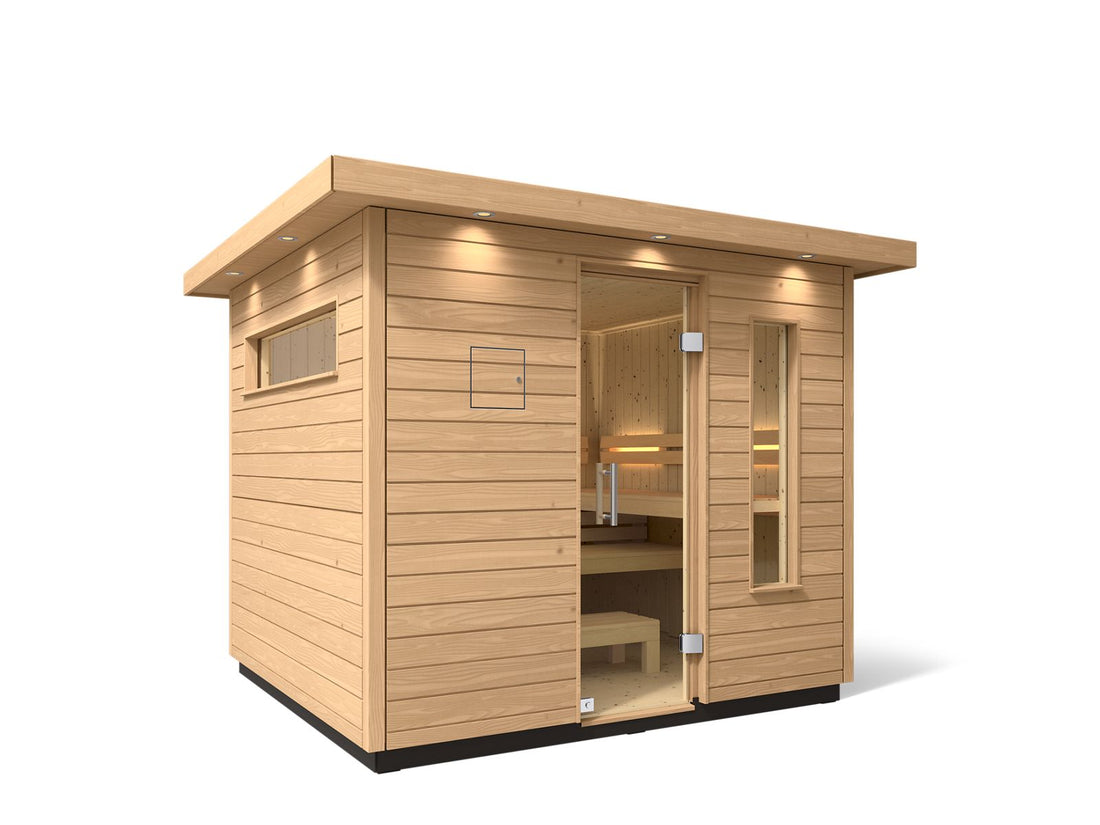 KOHLER C2™ OUTDOOR SAUNA, LARGE - DOUGLAS FIR EXTERIOR/SPRUCE INTERIOR-SEATS UP TO 6 PEOPLE