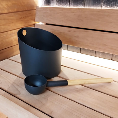 KOLO Sauna Set 4 Sauna Bucket and Ladle Set, Bamboo/Aluminum, 1 Gal