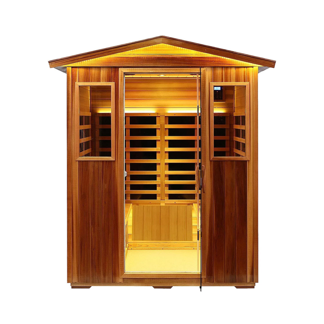 Thermora Kairo 4-Person Outdoor Infrared Hemlock Sauna With Tempered Glass Door (SAK82140)