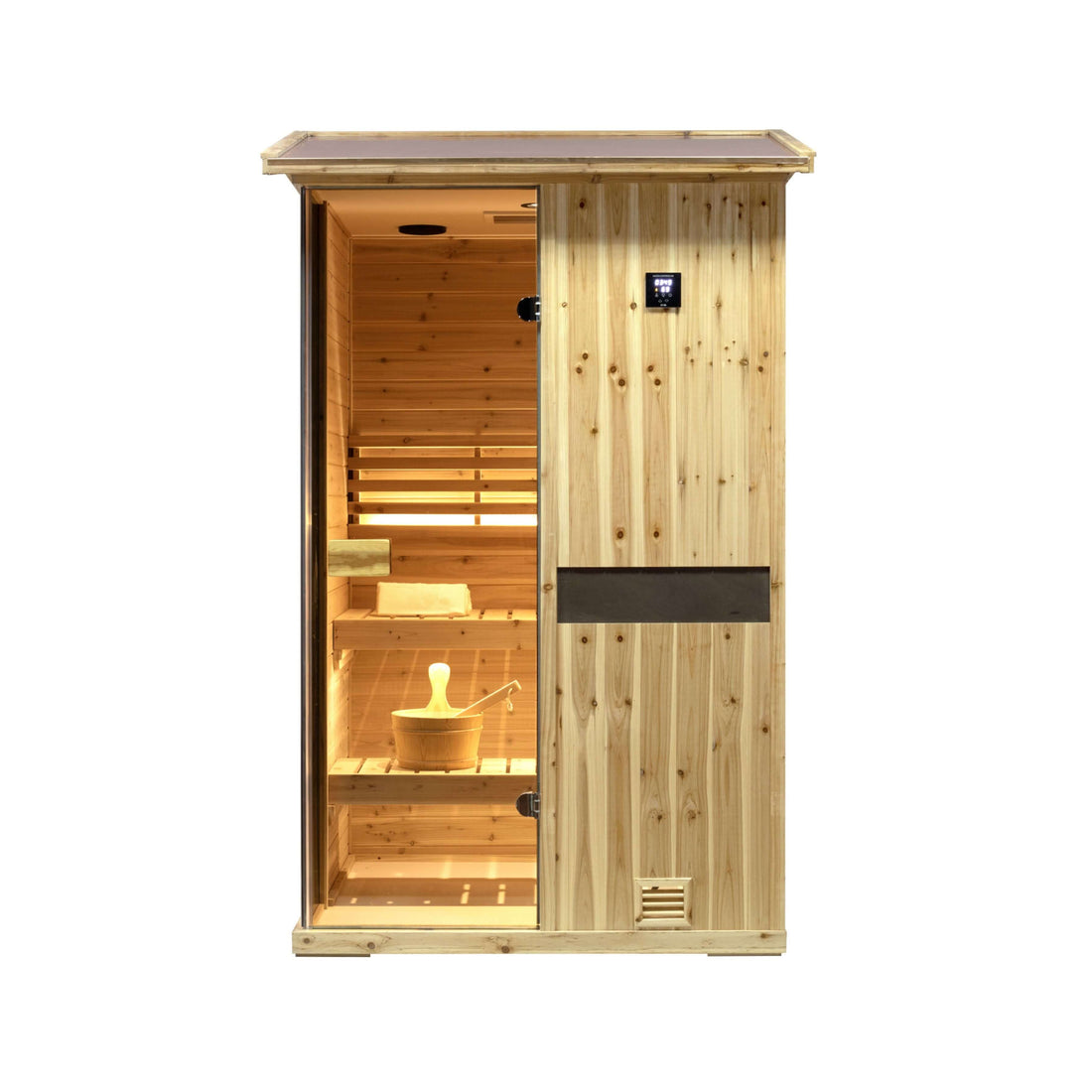 Thermora Arctic Premium 2-Person Outdoor Wooden Steam Sauna Room With Smart Control Panel And Bluetooth Audio (SAK52918)