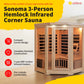 Sonoma 3-Person Hemlock Infrared Corner Sauna with 7 Carbon Heaters